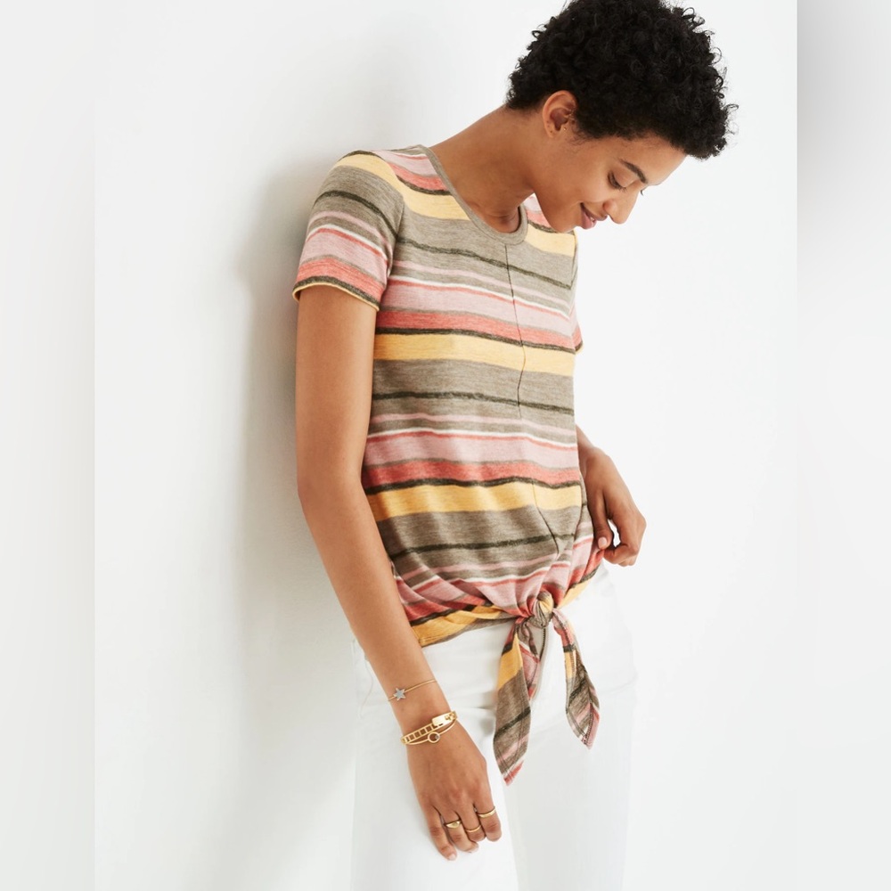 Madewell Striped Tie-Front Tee in Earth Tones